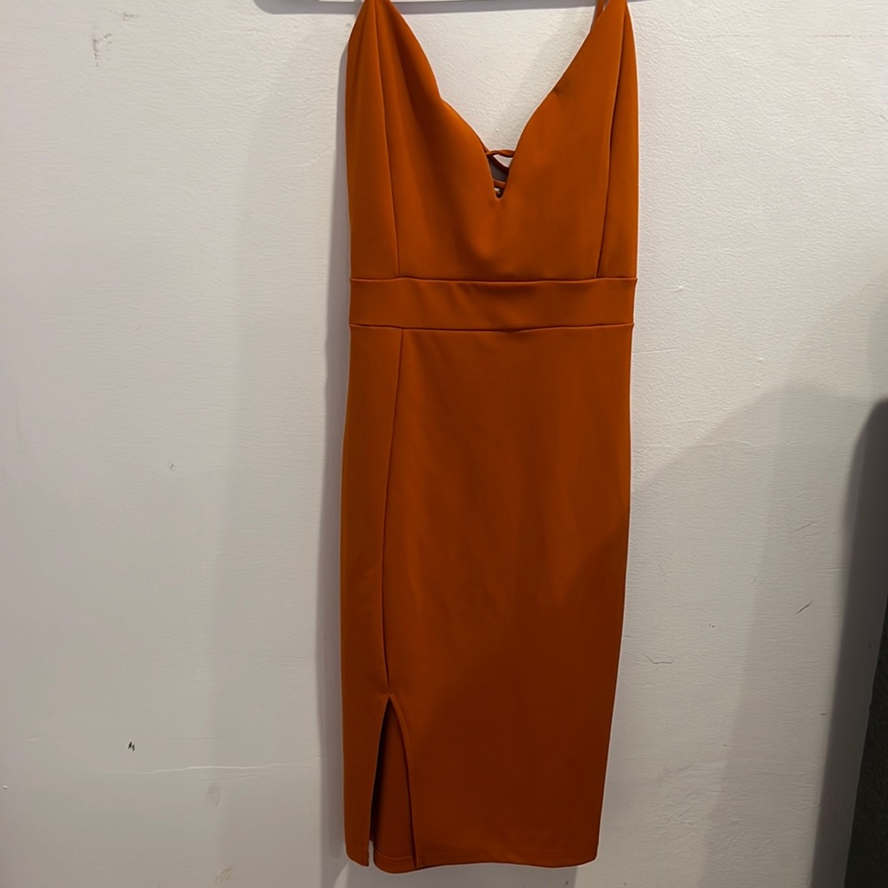 Winsdor Burnt Orange Fitted Mini Dress